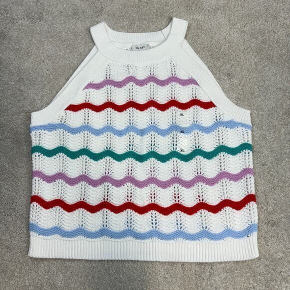 NWT On 34th Women's Zigzag Halter Sweater Tank Top Size XL
